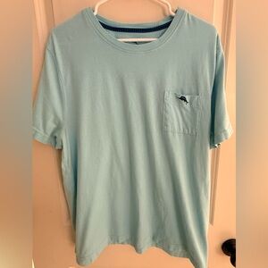 Tommy Bahama Bali Skyline Logo T-Shirt Aqua Mist Blue Pima Cotton sz L